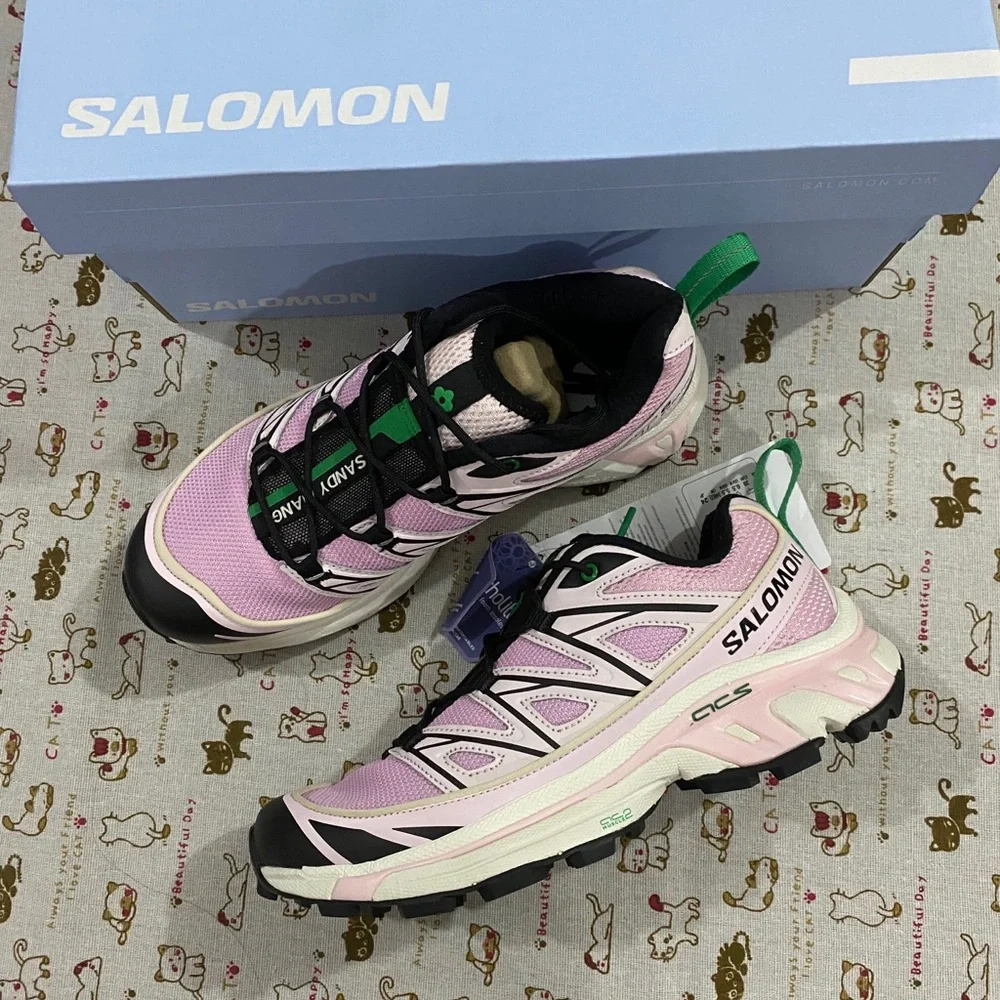 Salomon Women’s Pink and Green Trail Sneakers